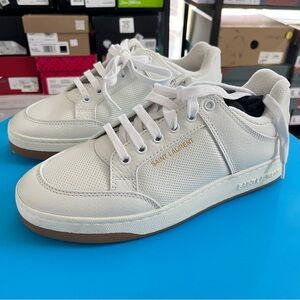 Saint Laurent White and Gold Sneakers